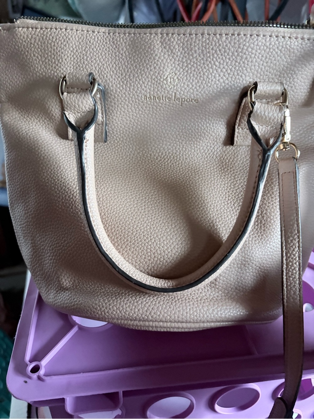 Nanette Lepore Neutral Blush Pebbled Shoulder Bag